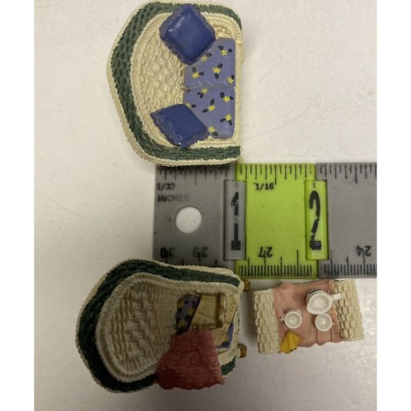 Avon Collectibles Victorian Memories Miniature Doll Furniture Wicker Porch 3pc - Picture 9 of 11